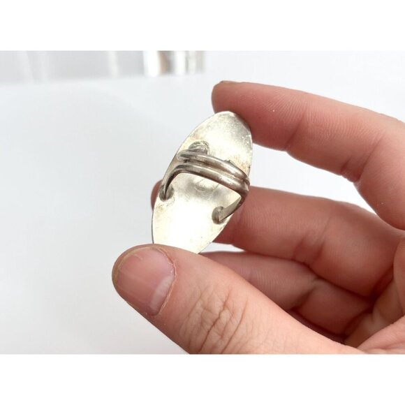 Shadow Box Sterling Silver Turquoise Accented XL Head Navajo Ring - sz 3.75 - Picture 4 of 7